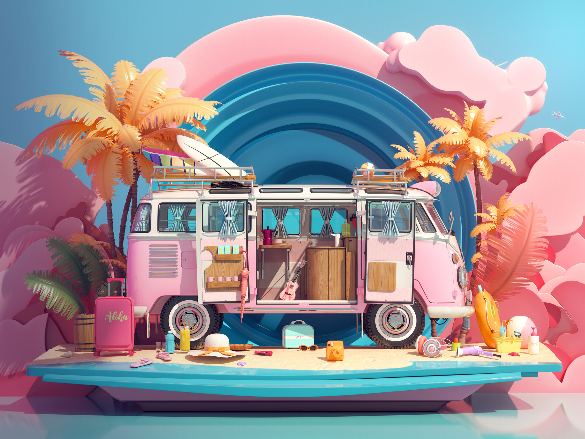 ArtStation - 1975 Volkswagen Vintage Microbus