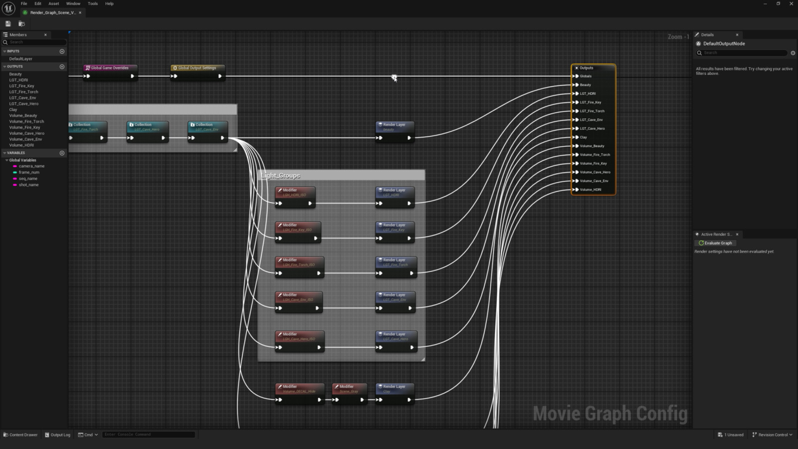 UE 5.4 Render Graph view for light and volumes rendering  