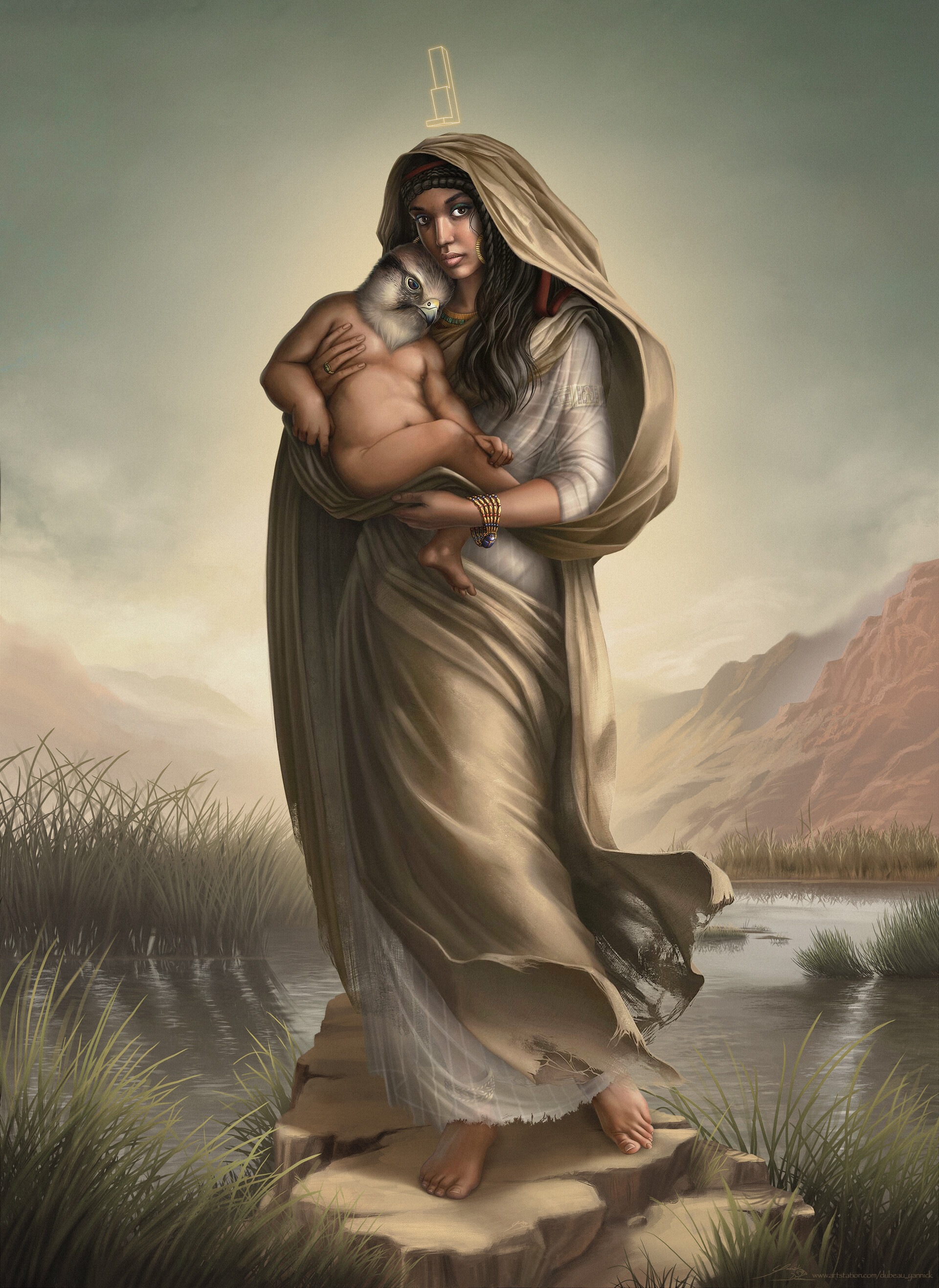 ArtStation Isis Horus in Renaissance Painting Style