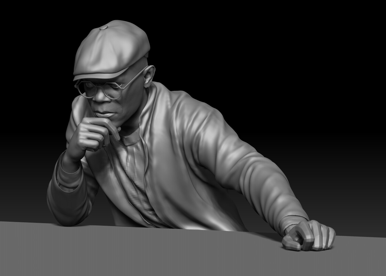 Zbrush Sculpt, blocky hands, no expression basic folds. 