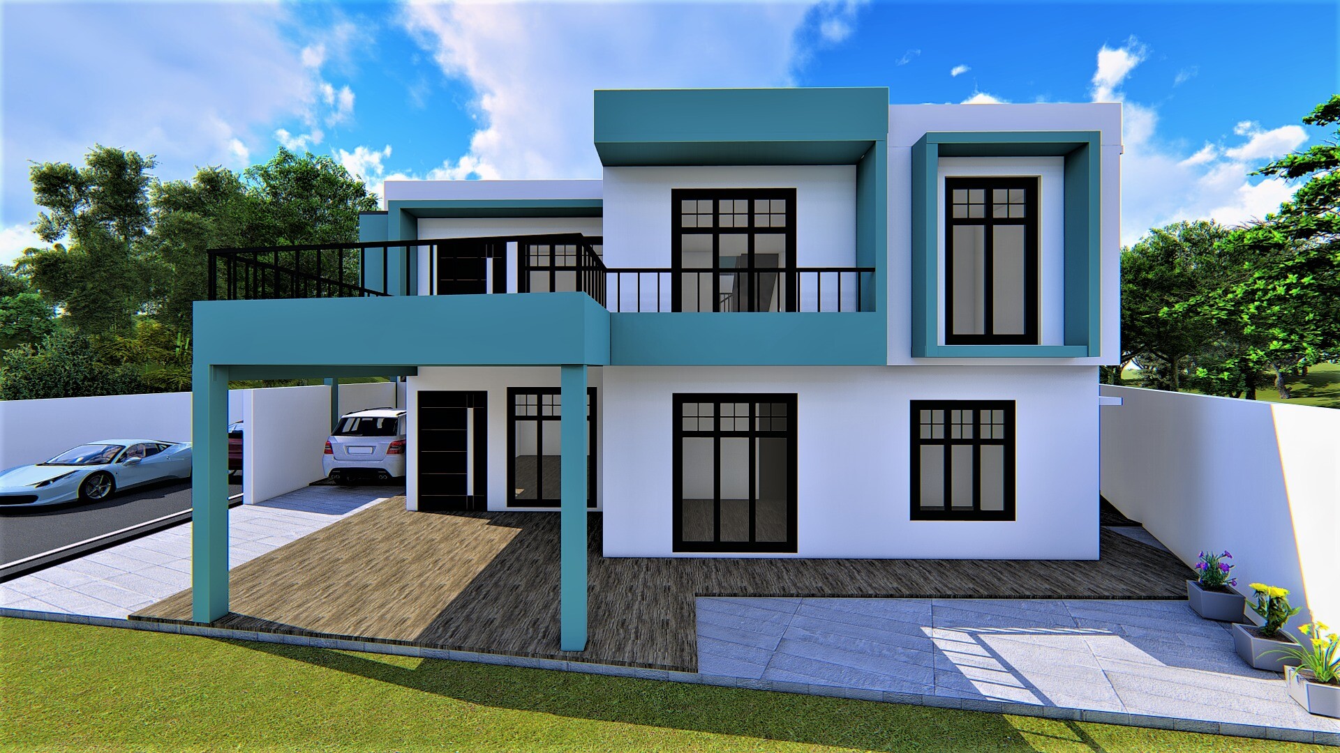ArtStation - 2023RE066 Modern Box Type House With 4 Bed Rooms Designed By  Revit and Lumion, image size:1920x1080