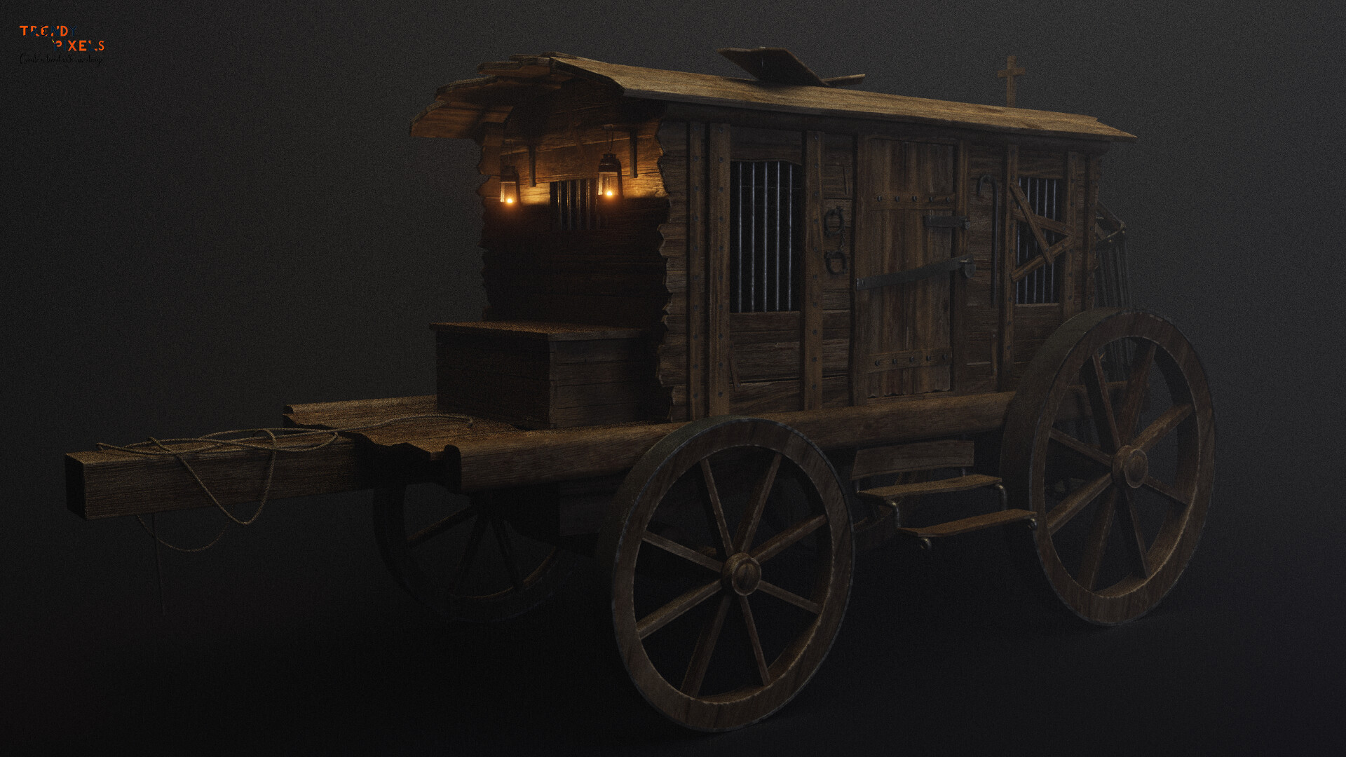 ArtStation wooden prison wagon