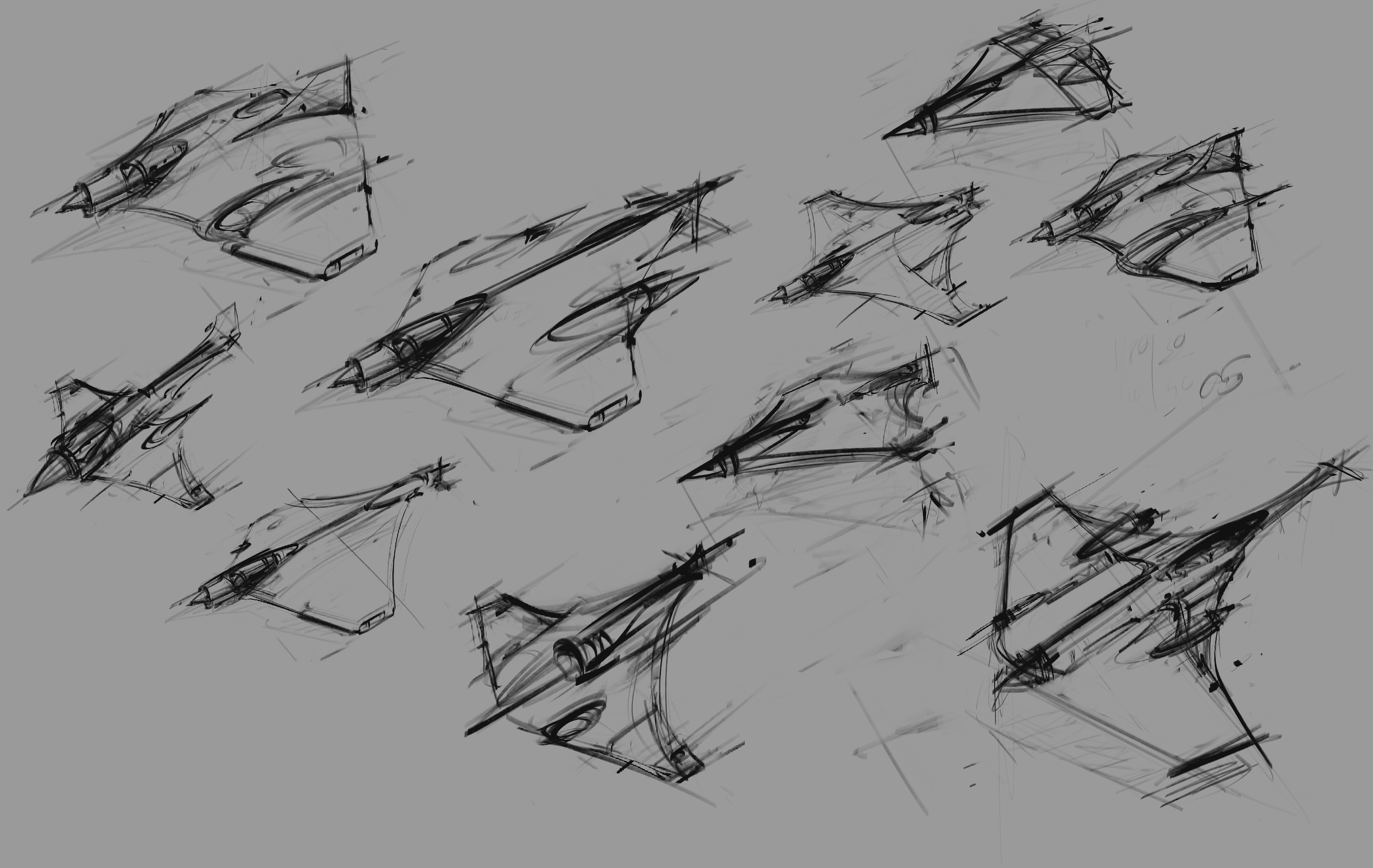 Initial Sketching Process with very quick thumbnail work