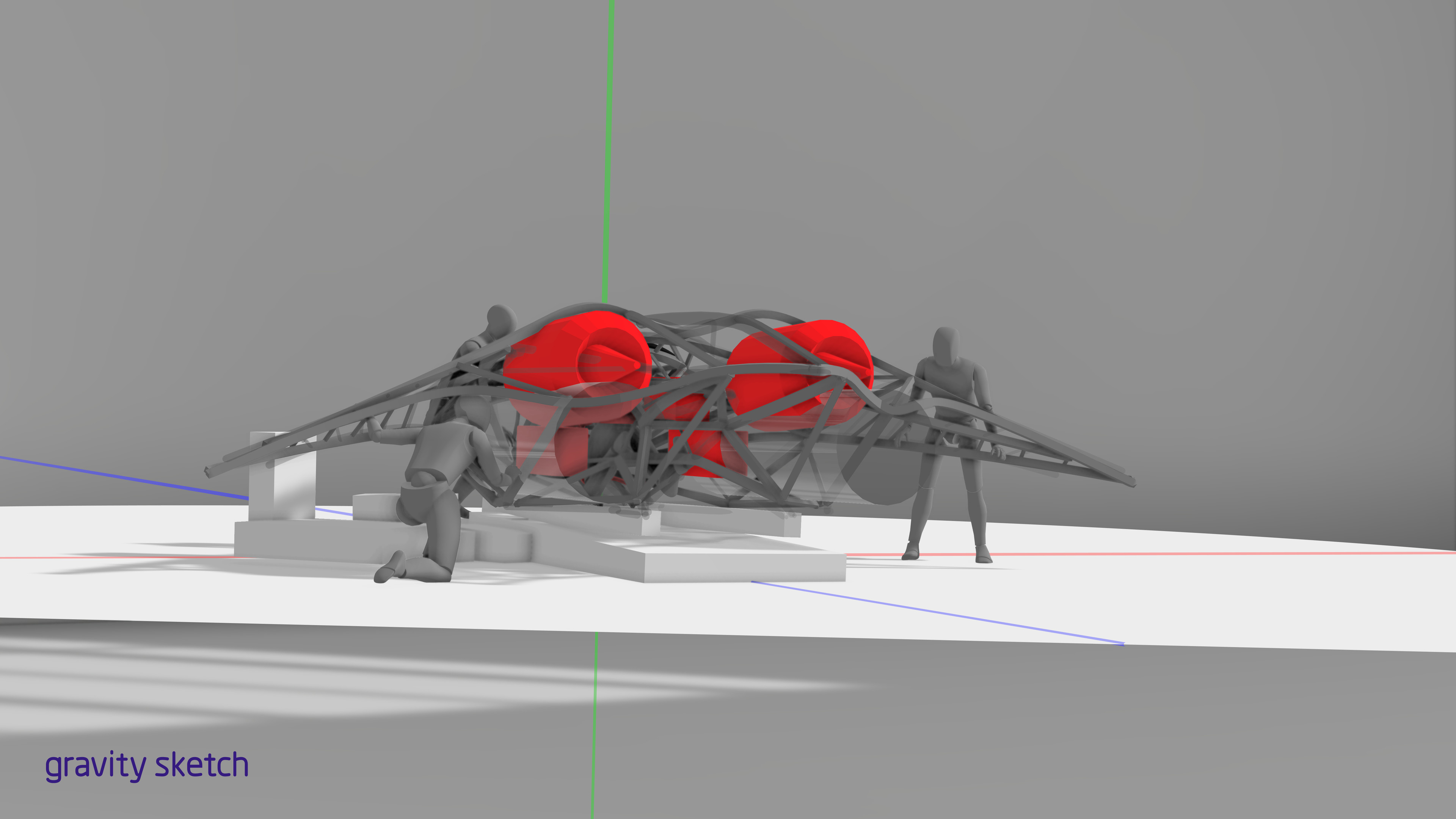 Gravity Sketch Mock-Up for setting up the weight and scale of the vehicle. Modeling from inside-out