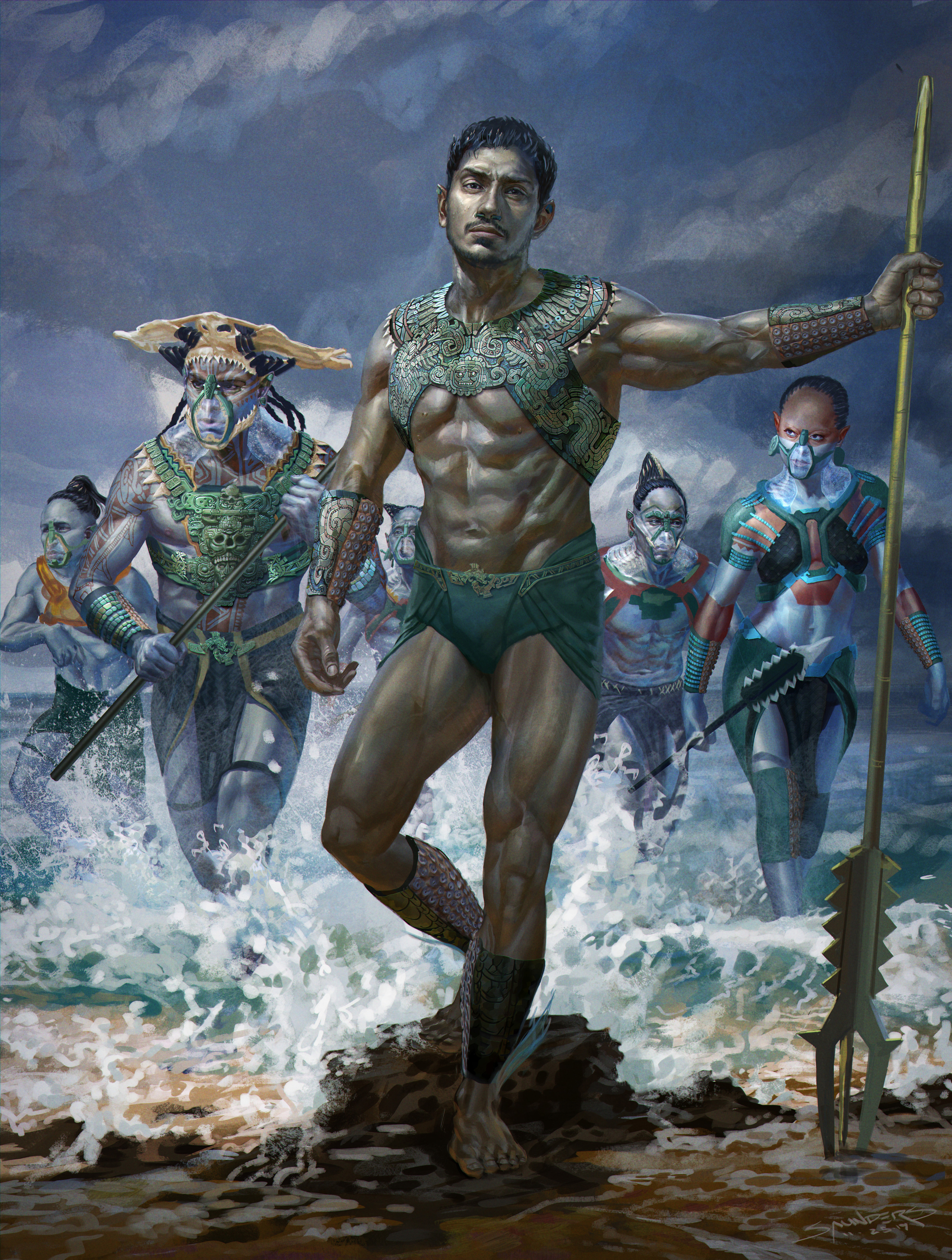Later design exploration once Tenoch Huerte was cast as Namor, but retaining the idea of the mosaic. 