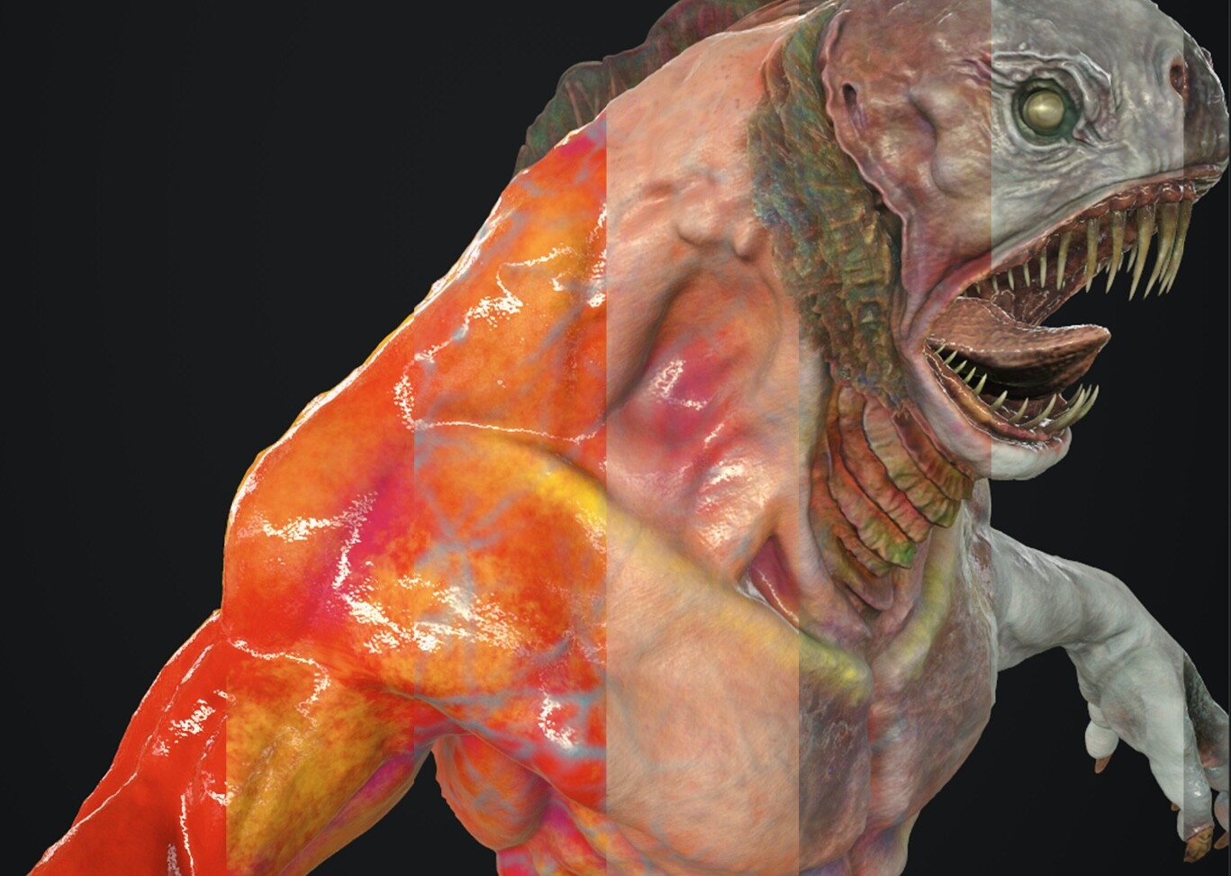 Hand painted skin texture layers