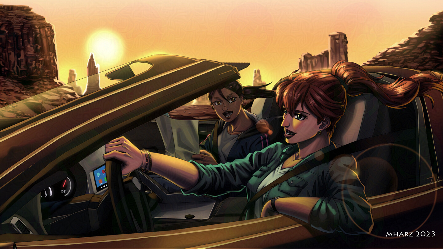 Road Trip Digital Painting by Mharz