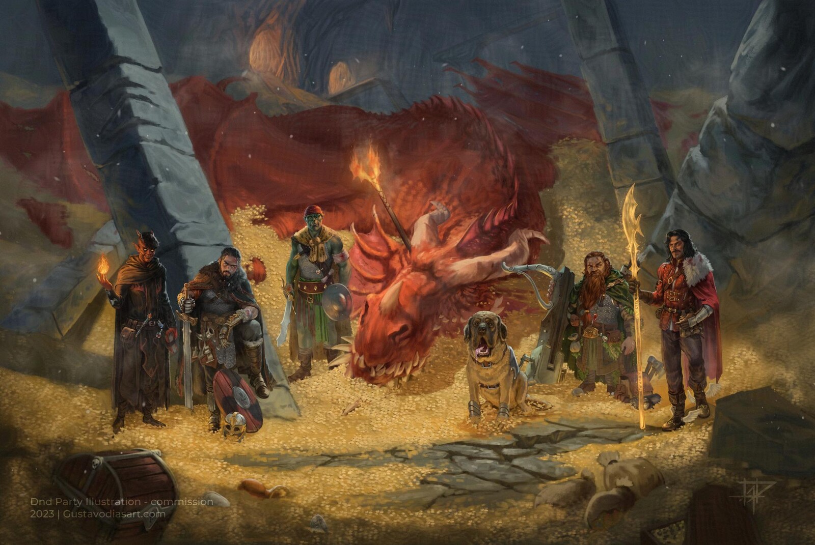Slain guardian - Dnd party illustration