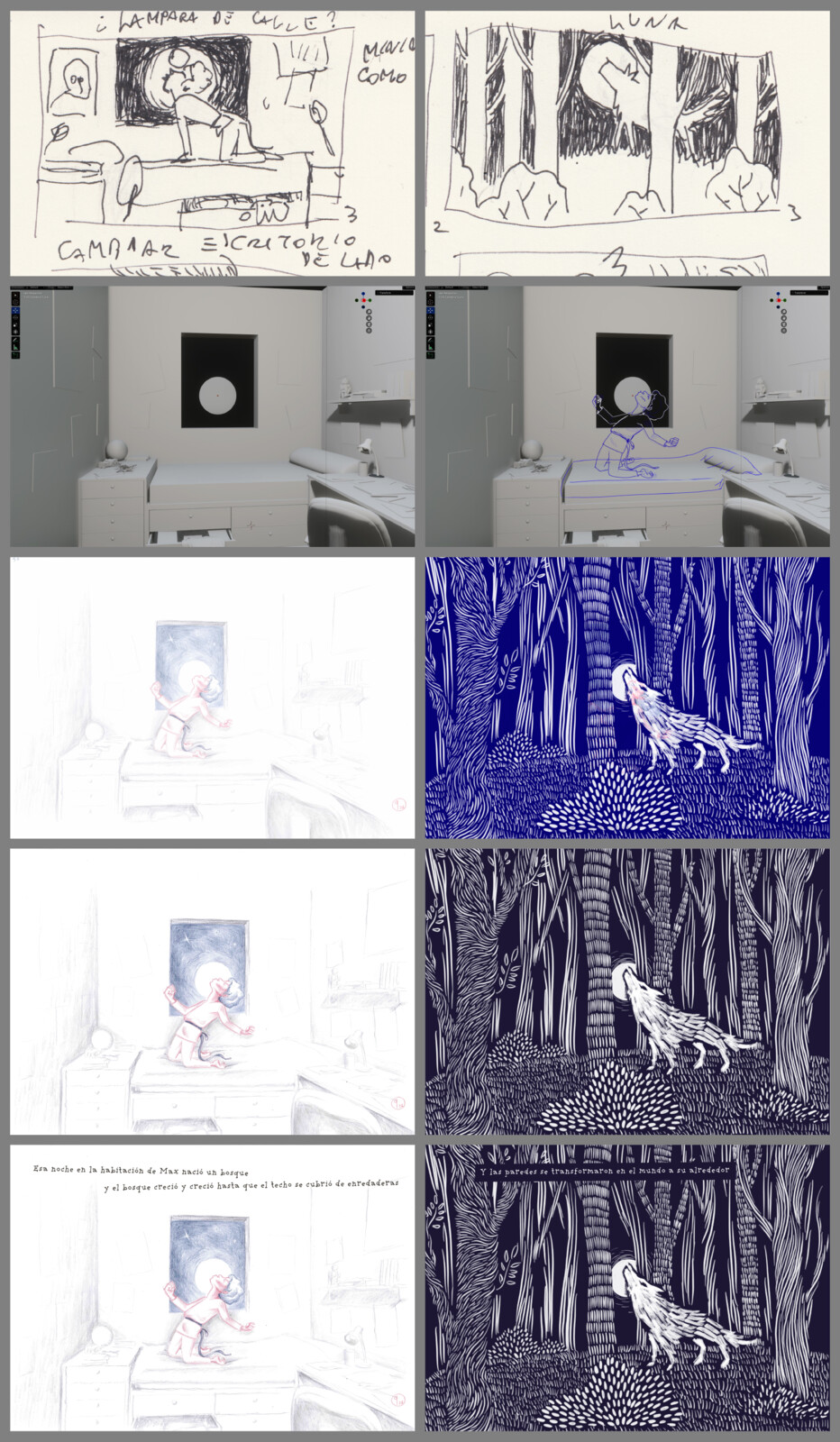 In the entire process, I seamlessly transition between traditional and digital art, employing diverse techniques and software tools like coloured pencils, art pens, Blender, Procreate, Photoshop, and InDesign.