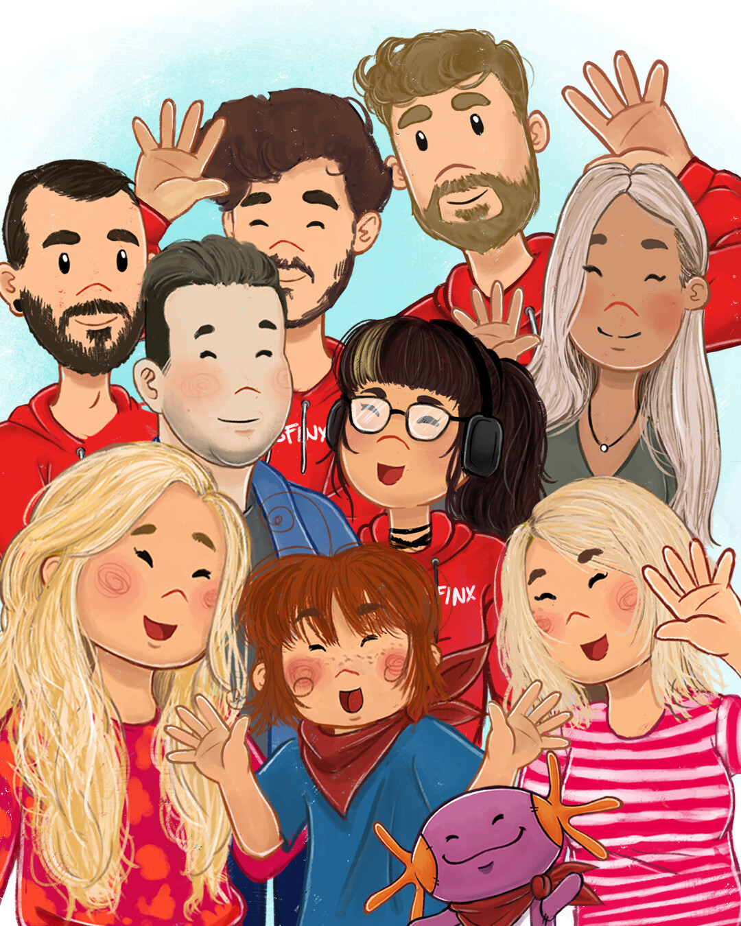The whole team 
