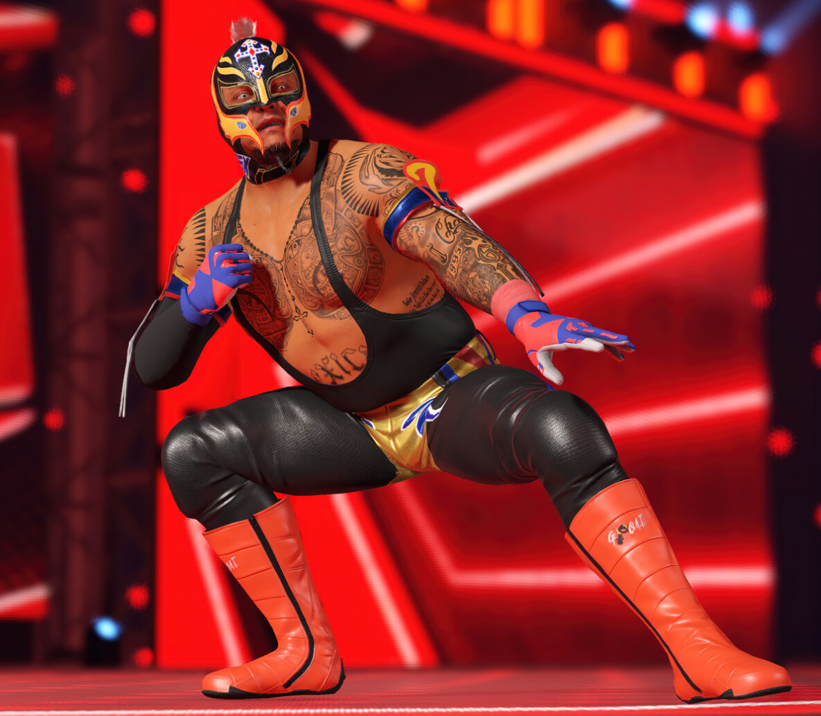 One of the cooler Rey Mysterio outfits.
I worked on every Rey outfit.