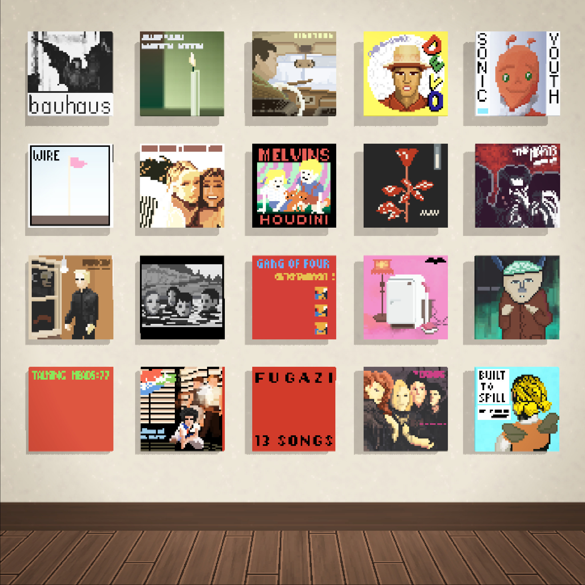 I painted pixel art for some of my favorite albums.