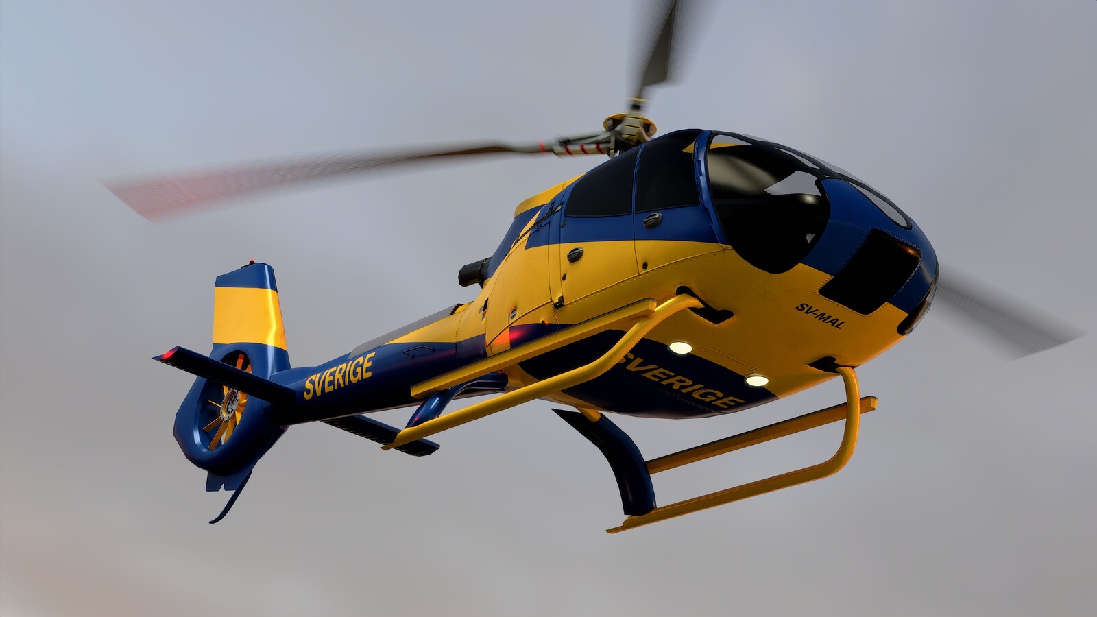 Helicopter Airbus H130 - Scandinavia Pack - Livery Sverige (Sweden) - Rendering 2
