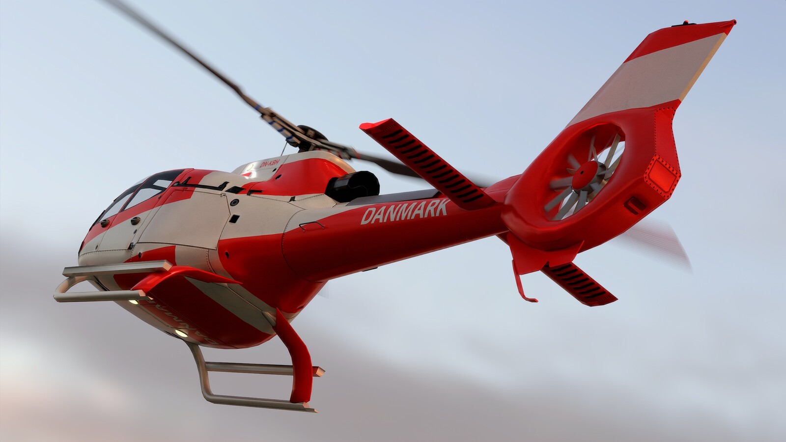 Helicopter Airbus H130 - Scandinavia Pack - Livery Danmark (Denmark) - Rendering 4