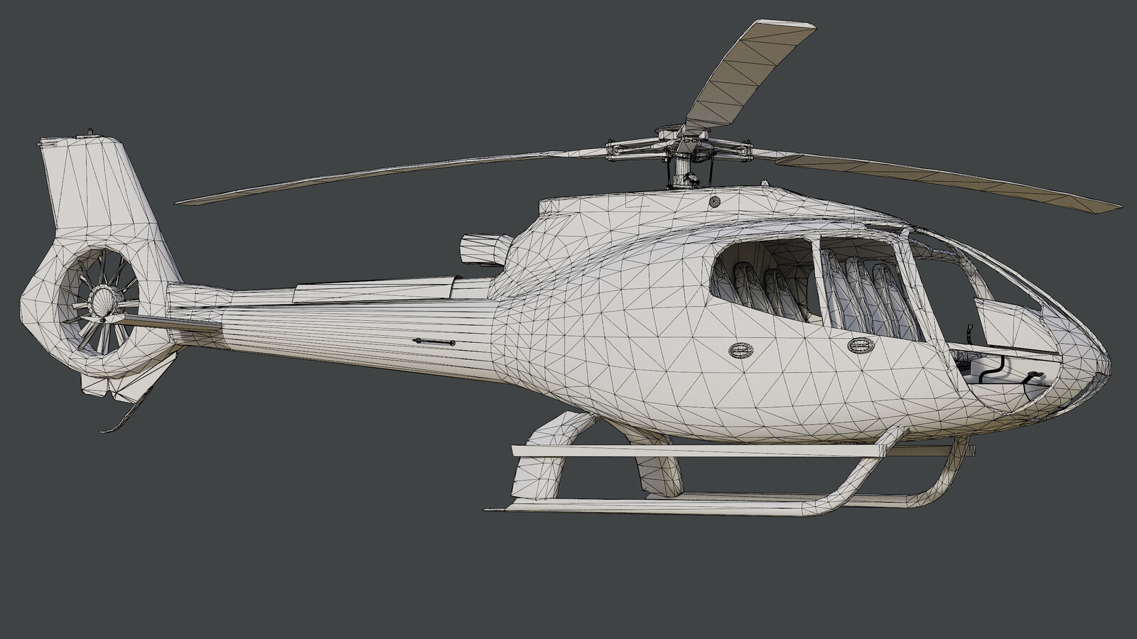 Helicopter Airbus H130 - Scandinavia Pack - Livery Danmark (Denmark) - Shaded Wire View 2