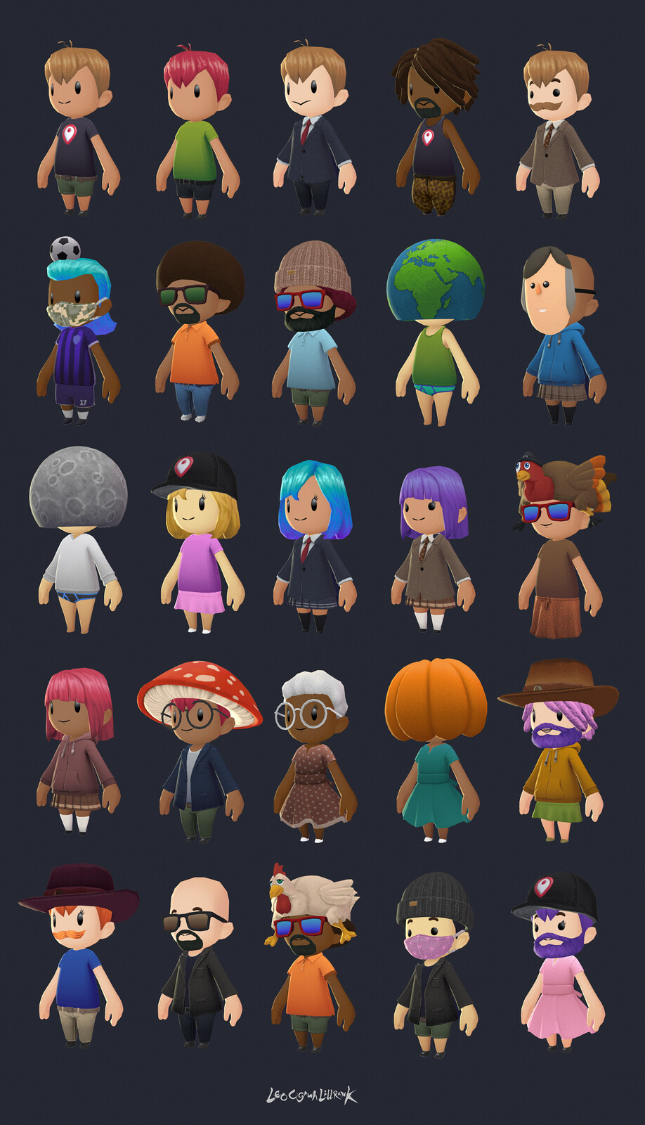 Avatar Assets. Multiple combinations are possible.