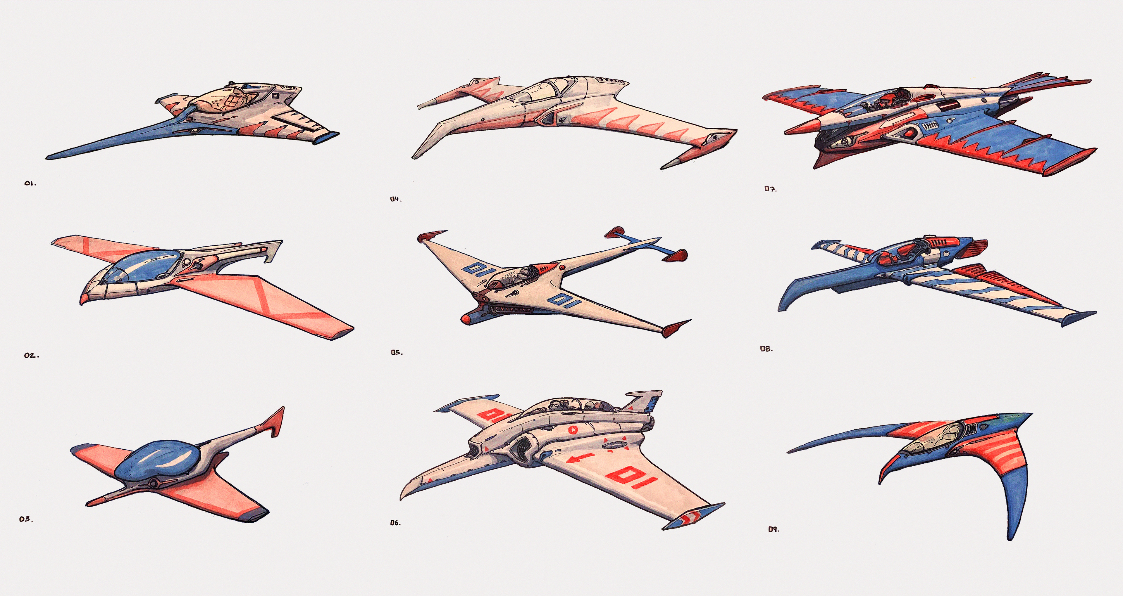 Iteration sketches 01 - Copic markers - 3 x sketches per A4