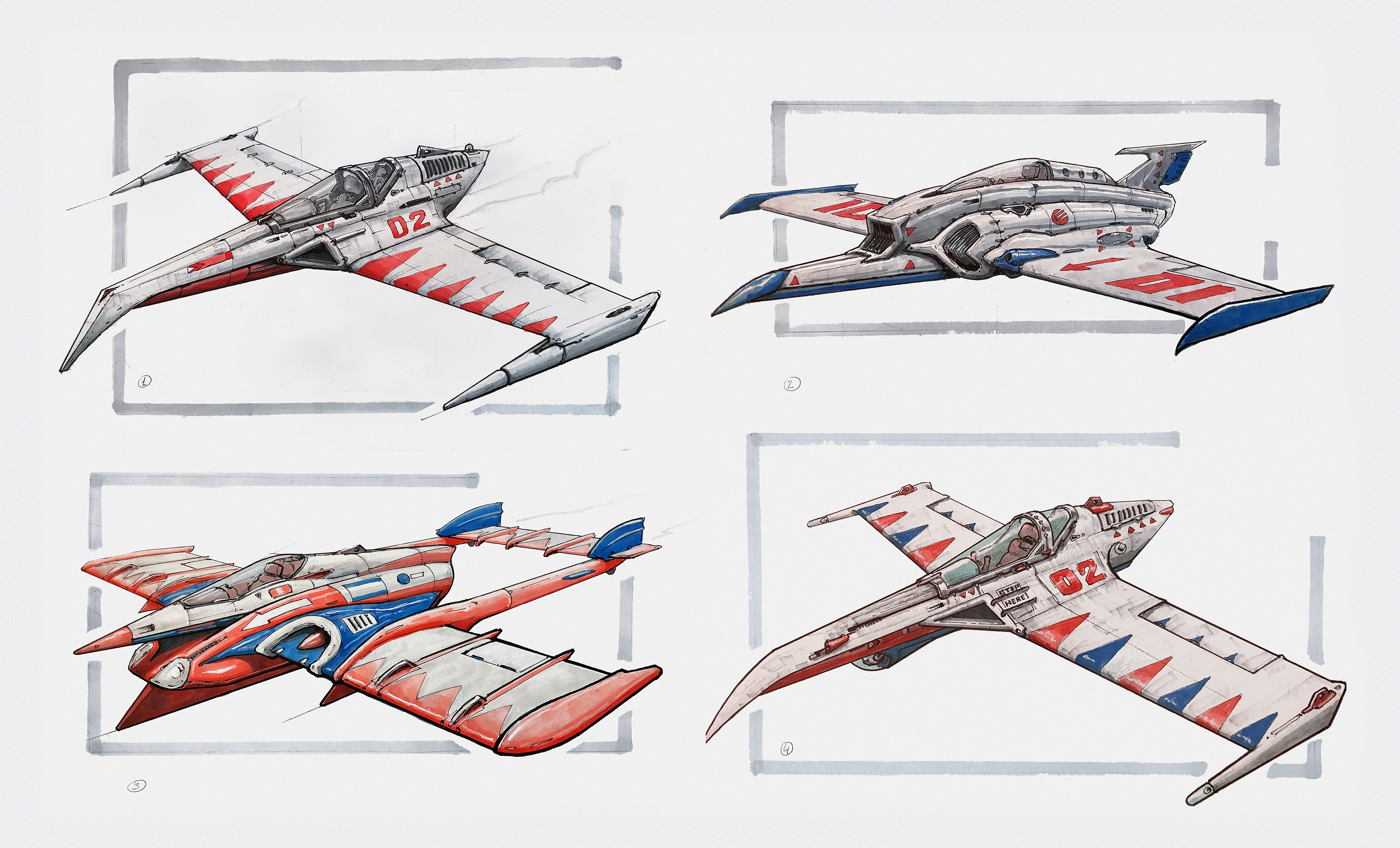 Iteration sketches 02 - Copic markers - 1 x sketch per A4