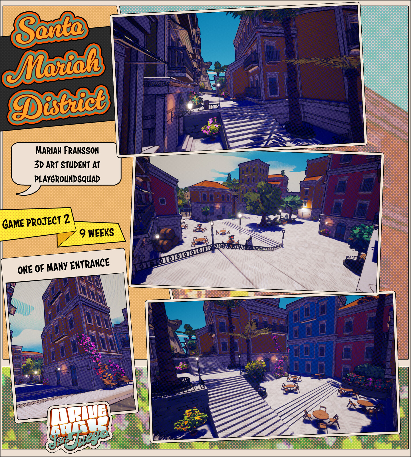 I did all the 2d art on this layout except for Driveback logo. I also did some performance optimization like LOD.