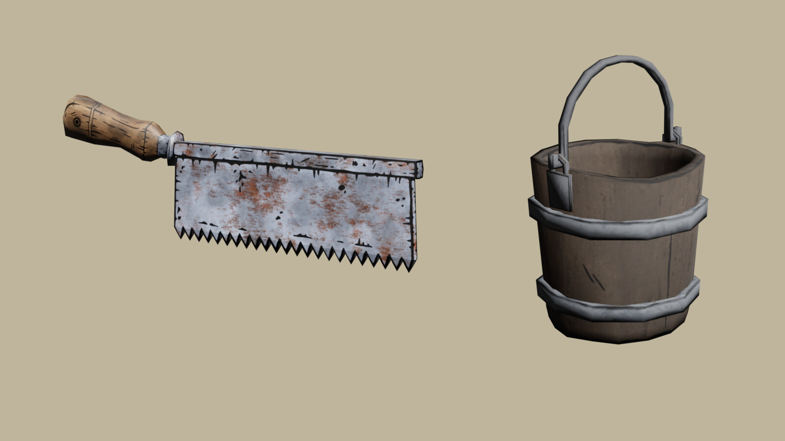 Backsaw - Modelling // Bucket - Adjustment &amp; Texturing
