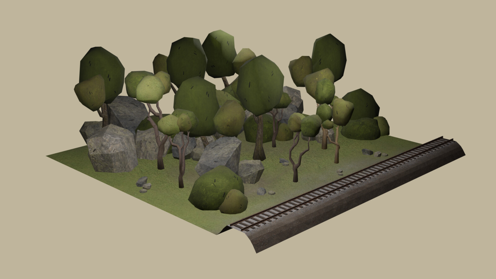 Train Landscape - Modelling, Adjustment &amp; Texturing