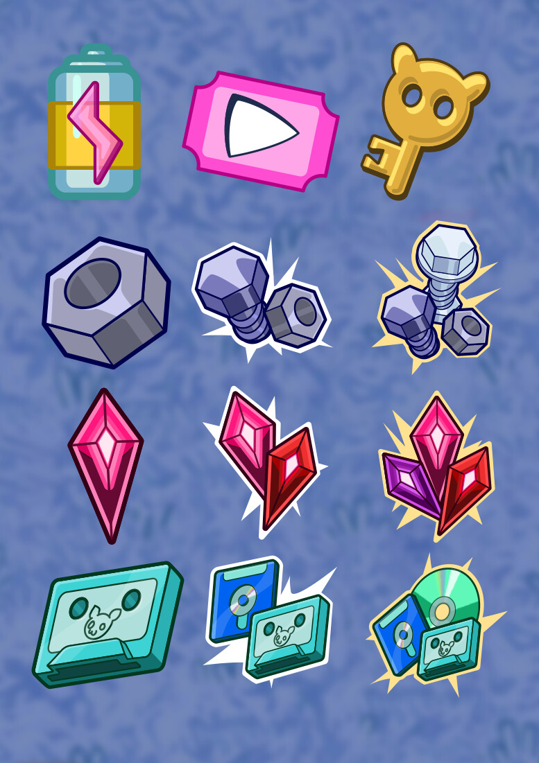 Icons for the various meta progression currencies