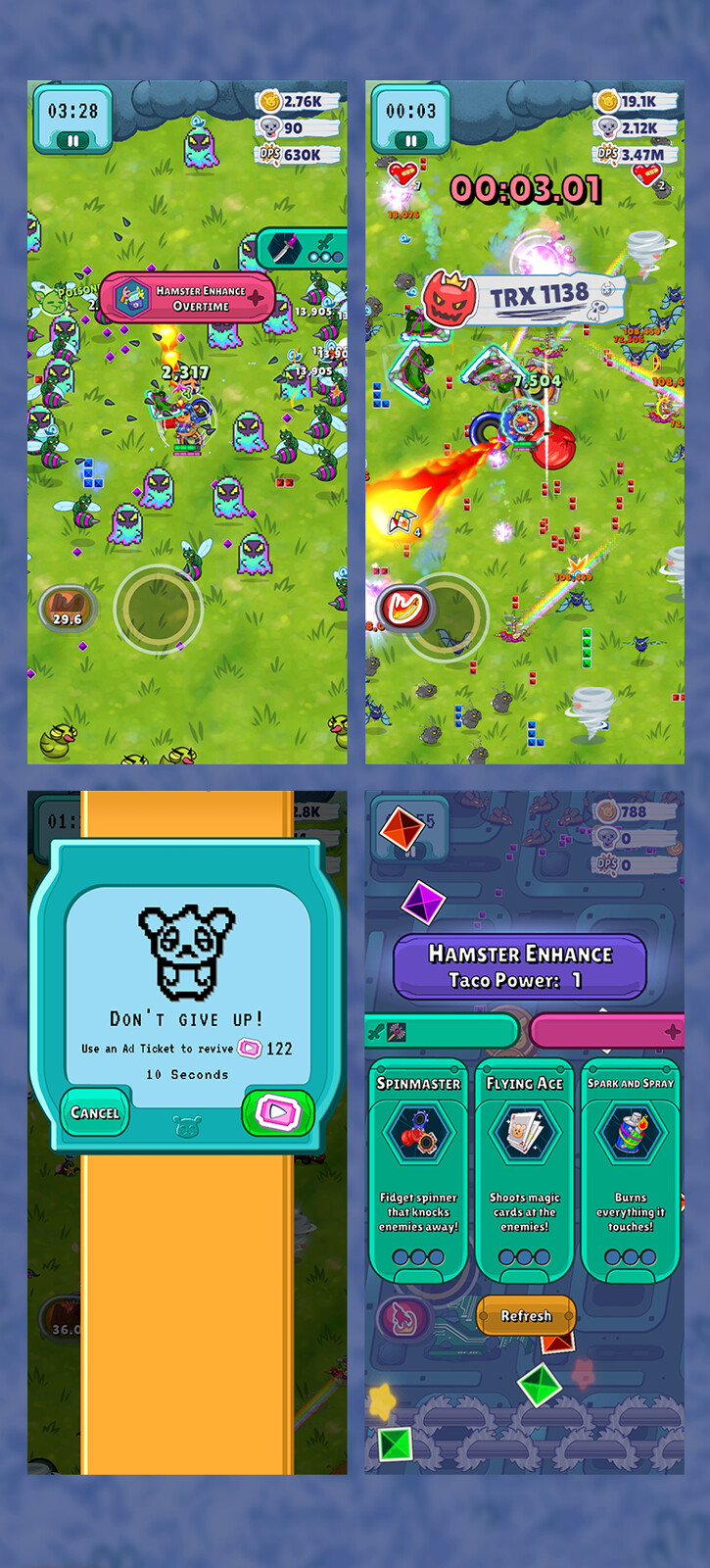 Screenshots of the HUD and In-Game selection menus