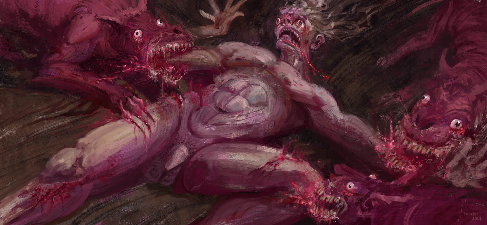 Violence against their substance. 
D&amp;V see Lano running through the FoS, he is set upon by ravenous dogs, who find and tear him to pieces, his limbs eventually rejoin, for the chase and process to start all over again