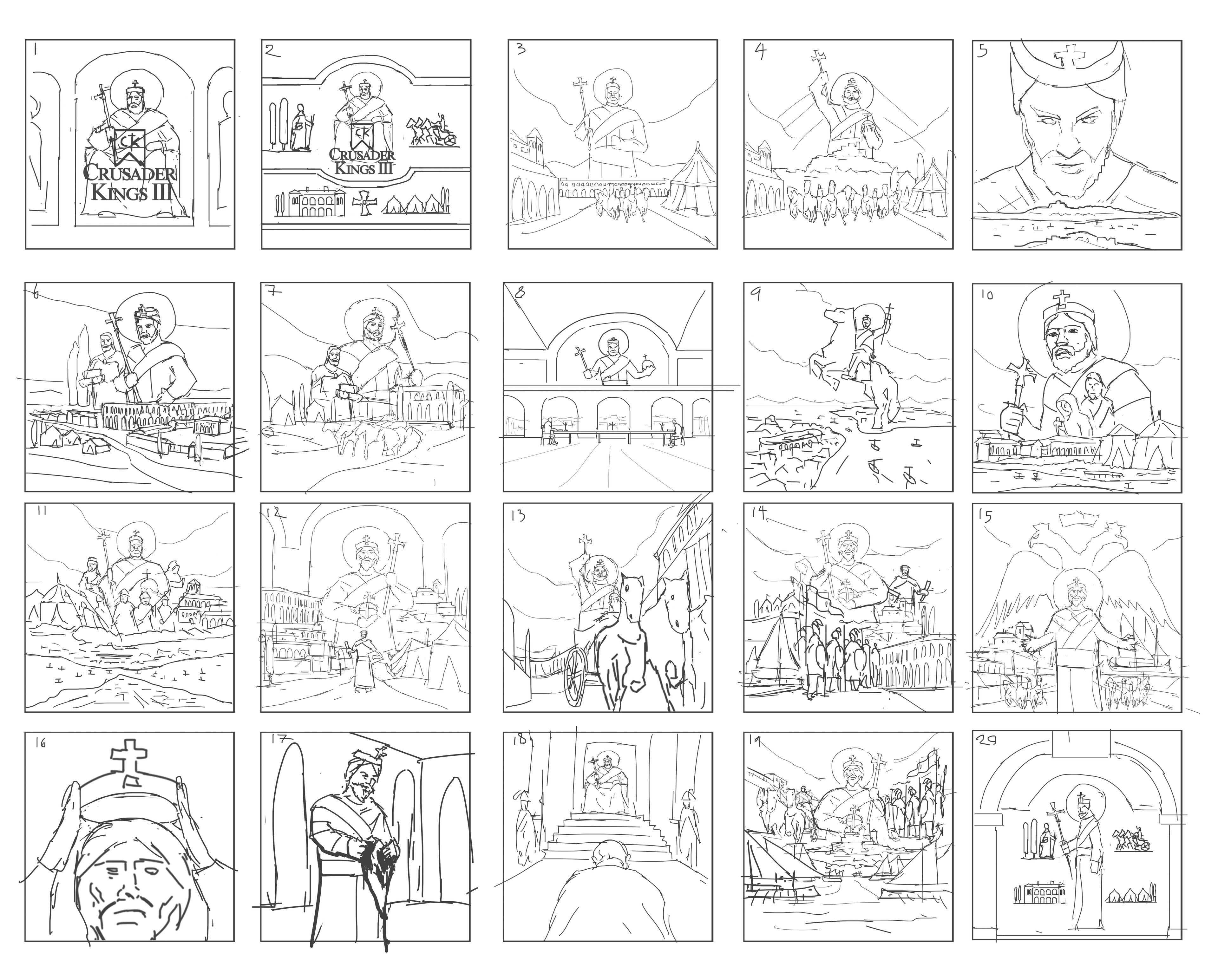 First rough composition exploration sketches