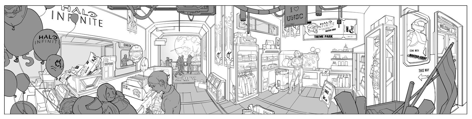 panoramic drawing