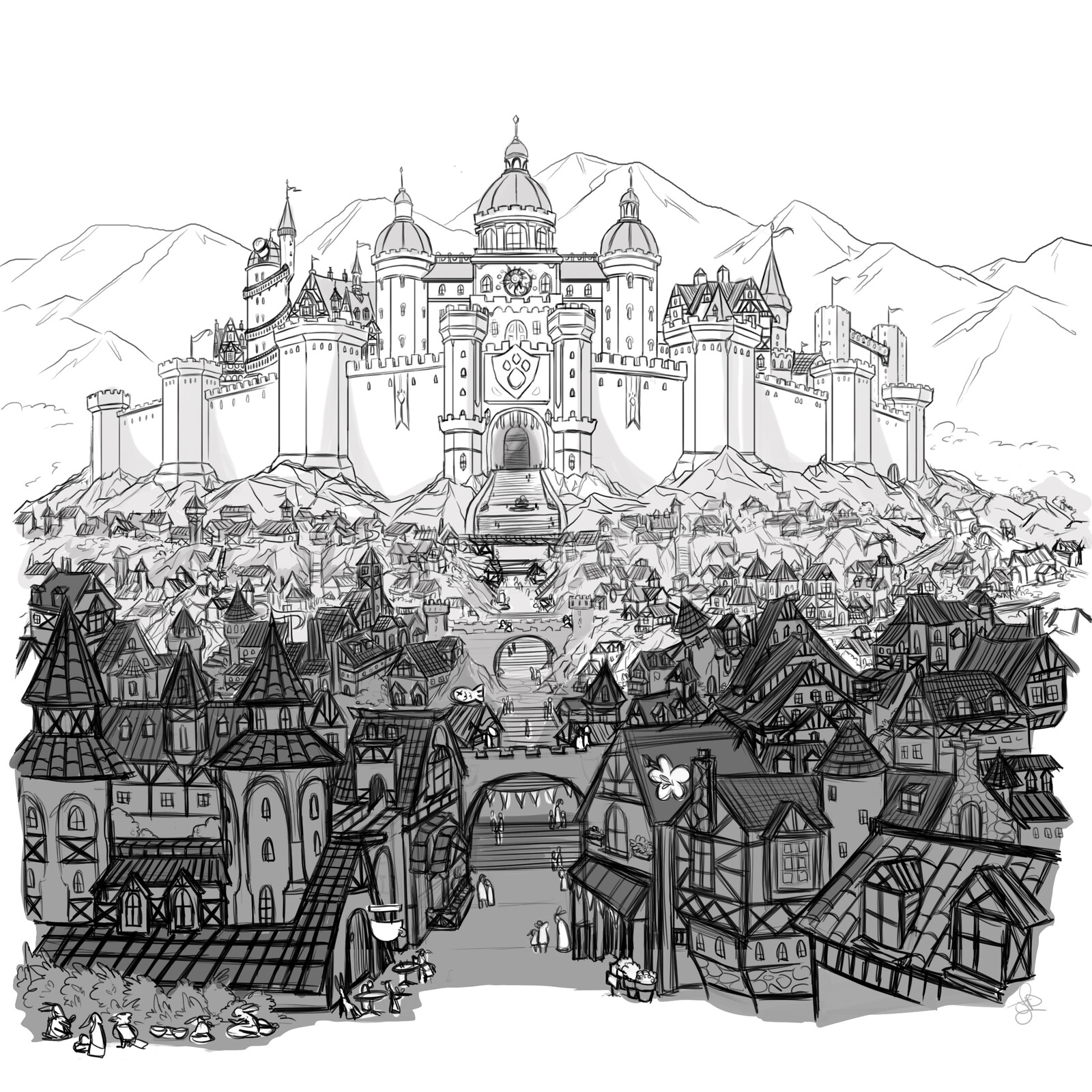Environment Sketch - Castle View 01