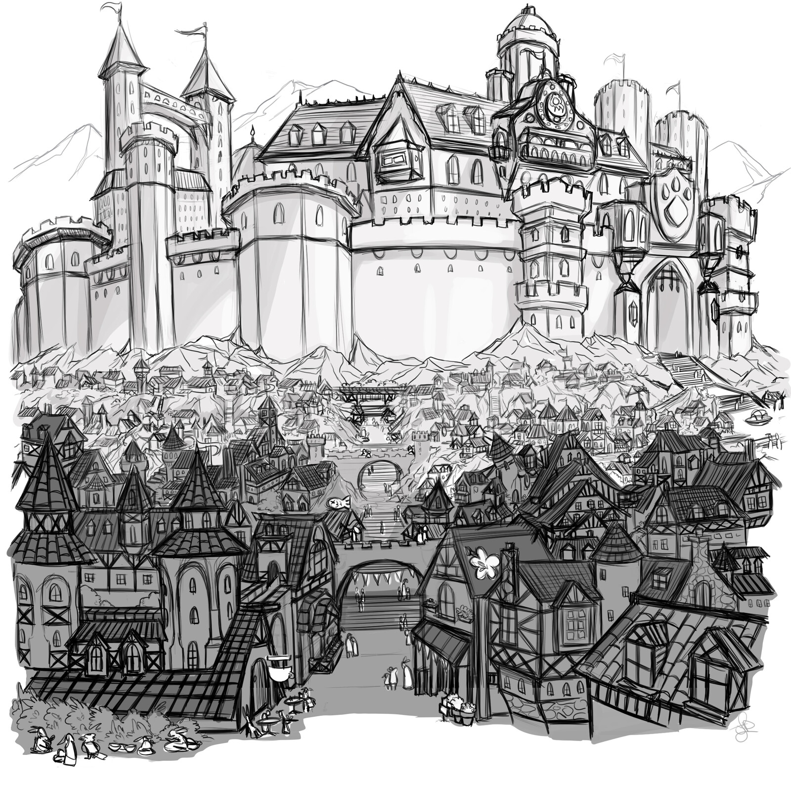 Environment Sketch - Castle View 02