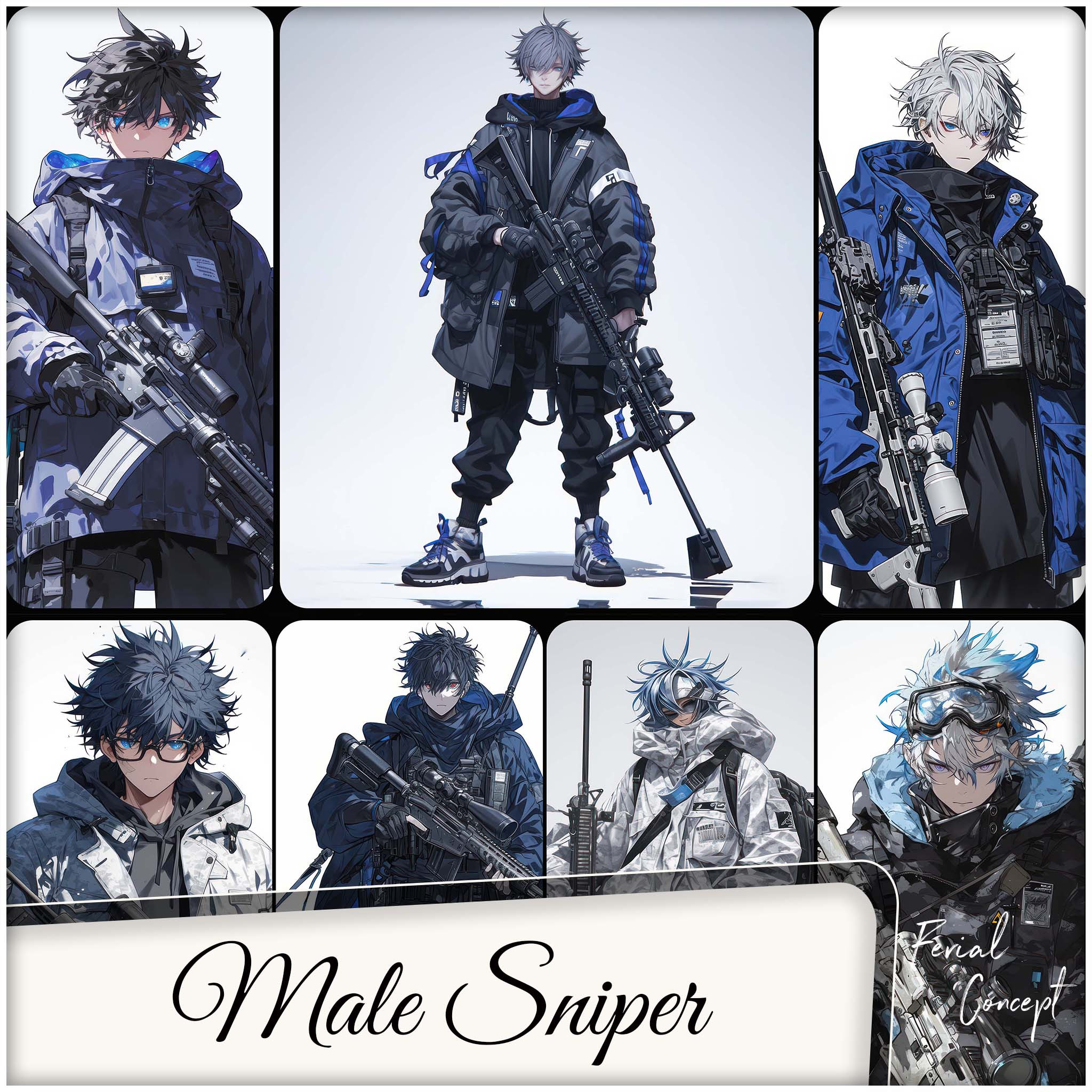 ArtStation - 🔹240 Male Sniper - Anime Character Reference Image