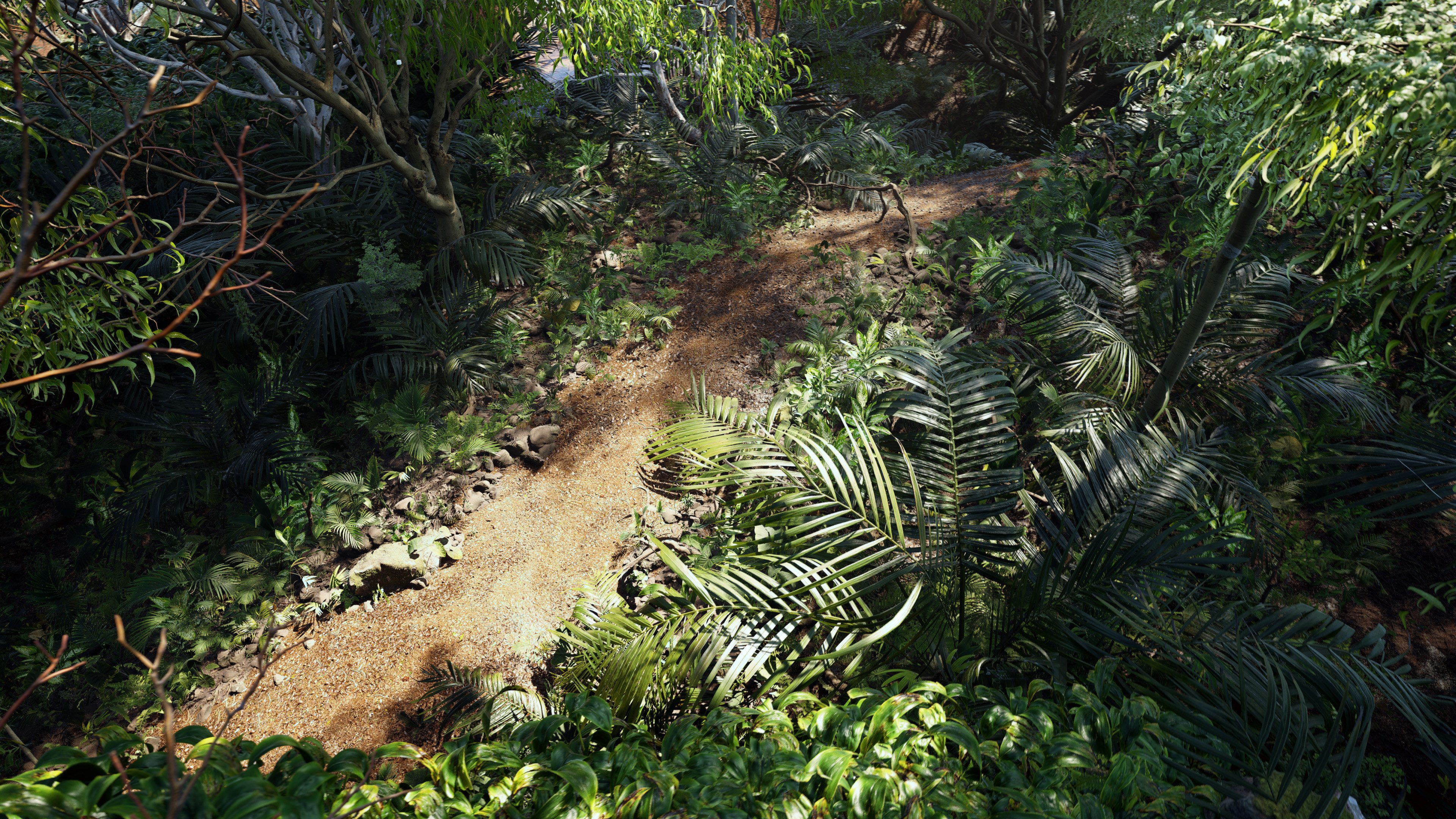 Render: Overhead Path To Cave