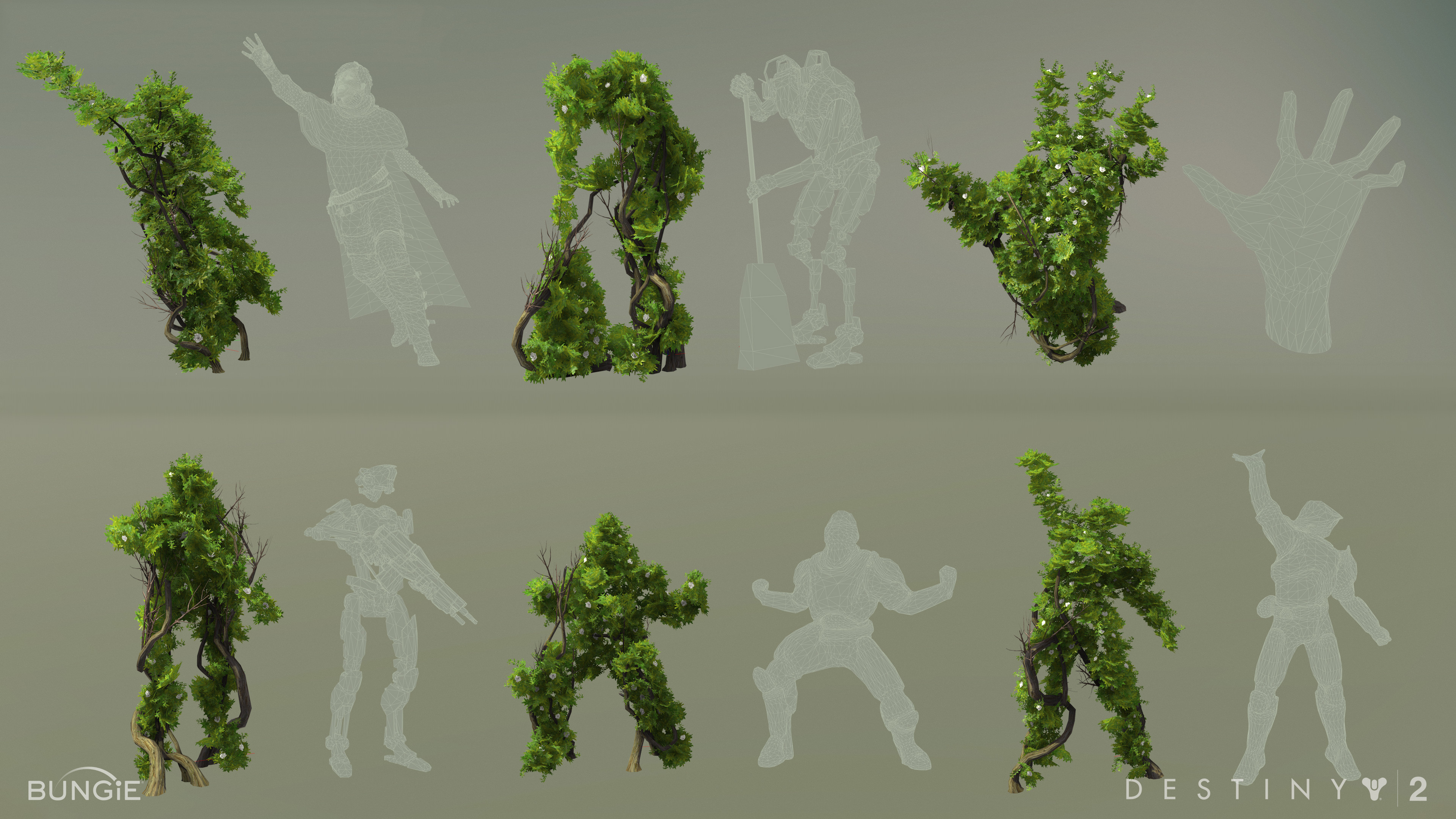 Examples of the source models used for my tree people.