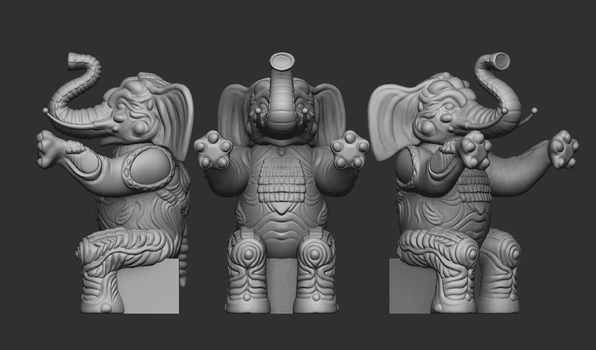 My digital sculpt of the decorative elephant from the D. W. Griffith film Intolerance (1916)