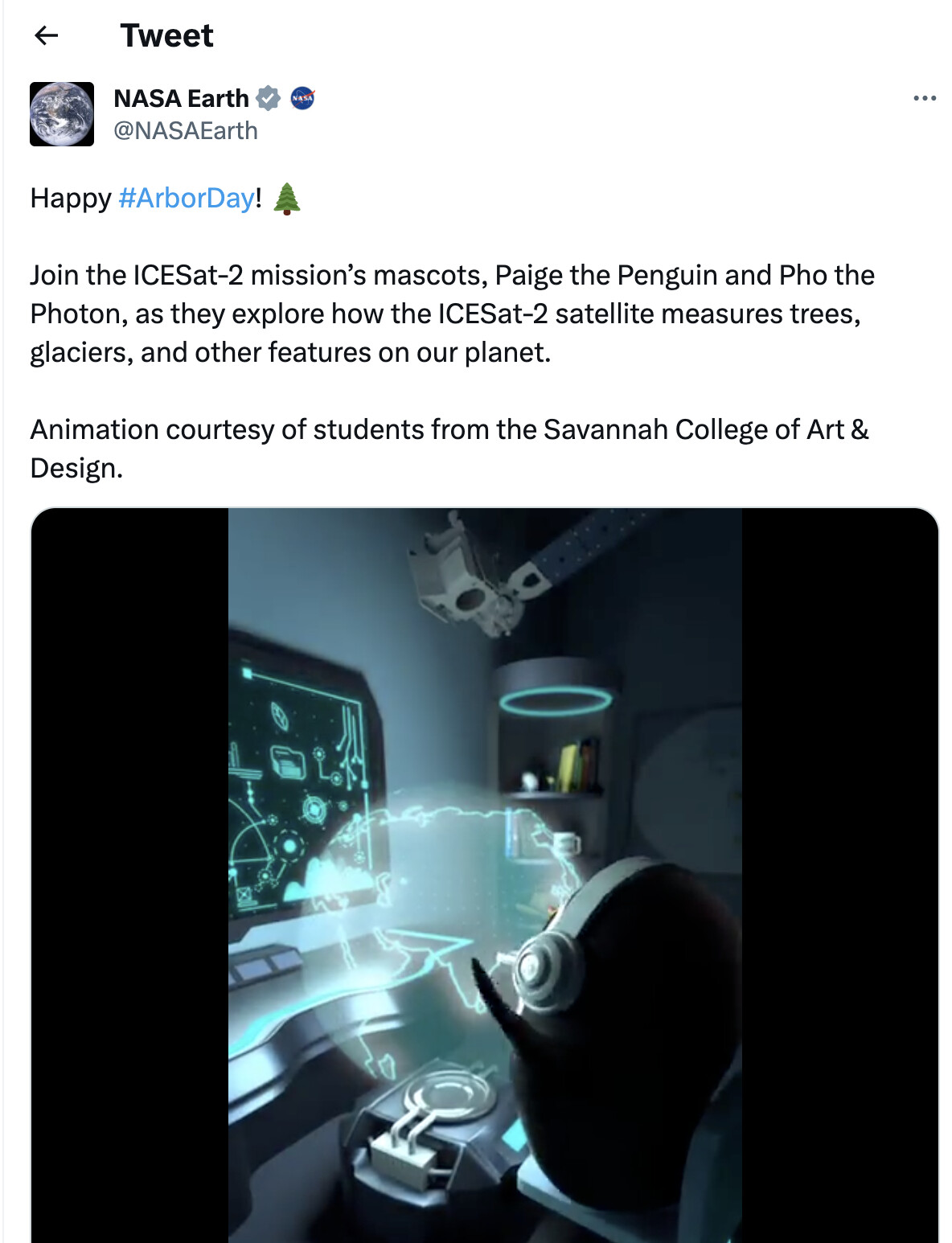 Posted to NASA social media on Earth day and Arbor day