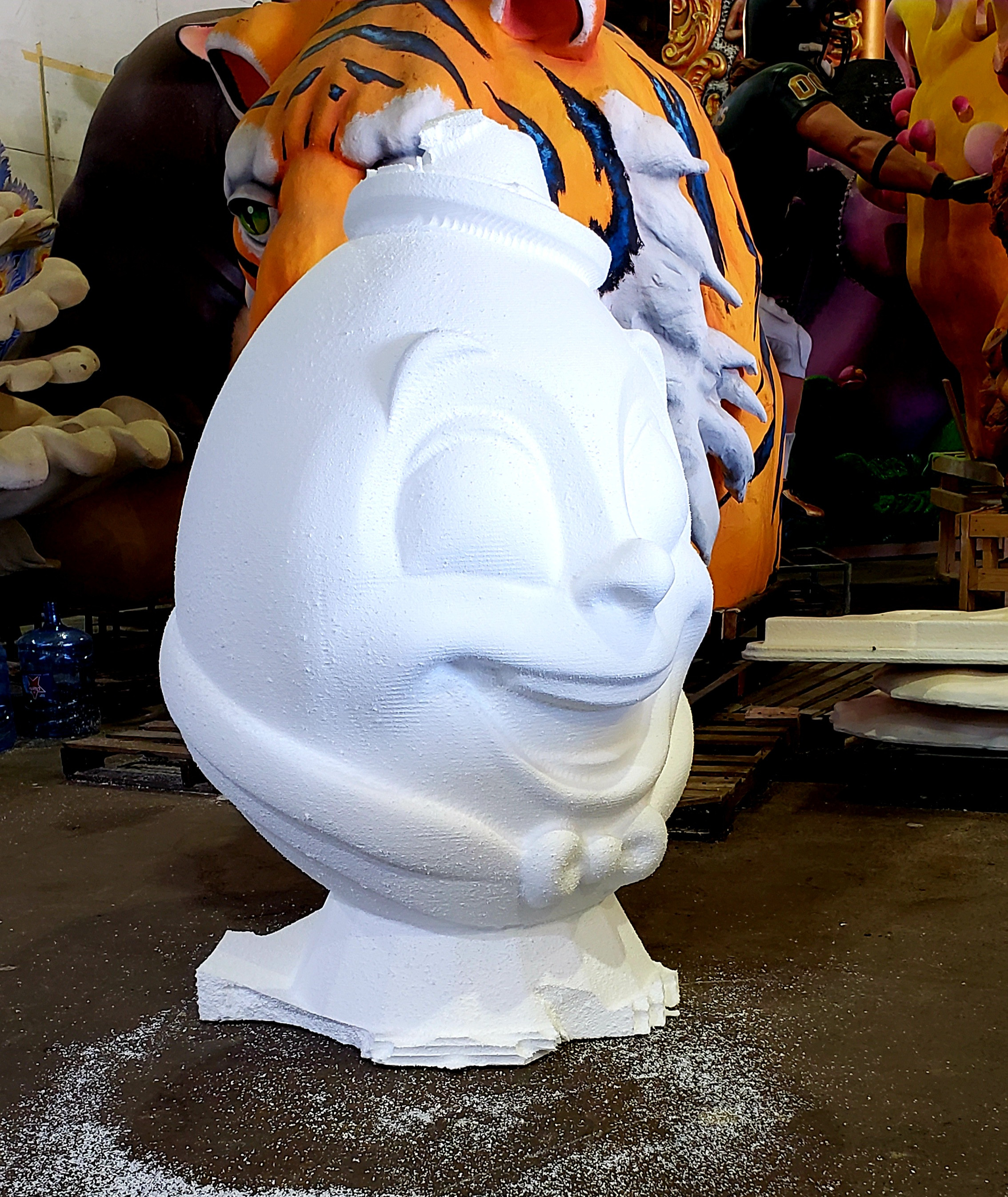 Fresh off the rotary table, carved out of foam with a 5-axis Kuka robot