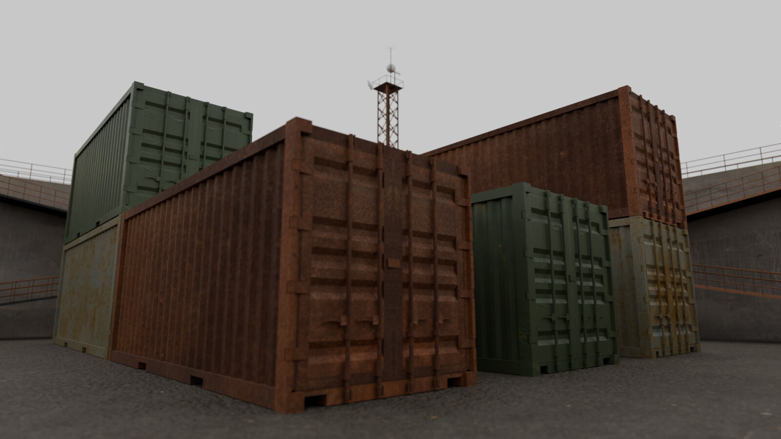 The containers for all the supplies to manage and maintain the makeshift military base created to keep the aliens at bay.