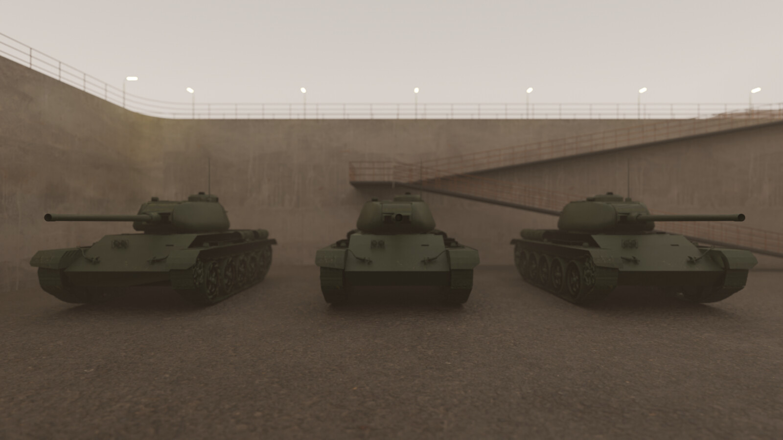 The tanks assembled to fight back.
