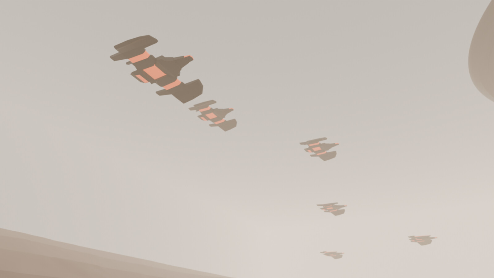 The smaller fight ships, the alien strike force.