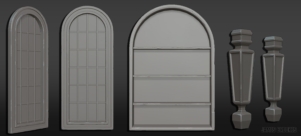 Window Sills, Book Alcove and Balusters in Zbrush 