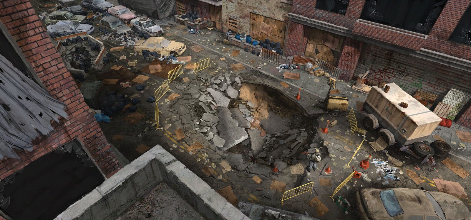 Post apocalyptic Destroyed street