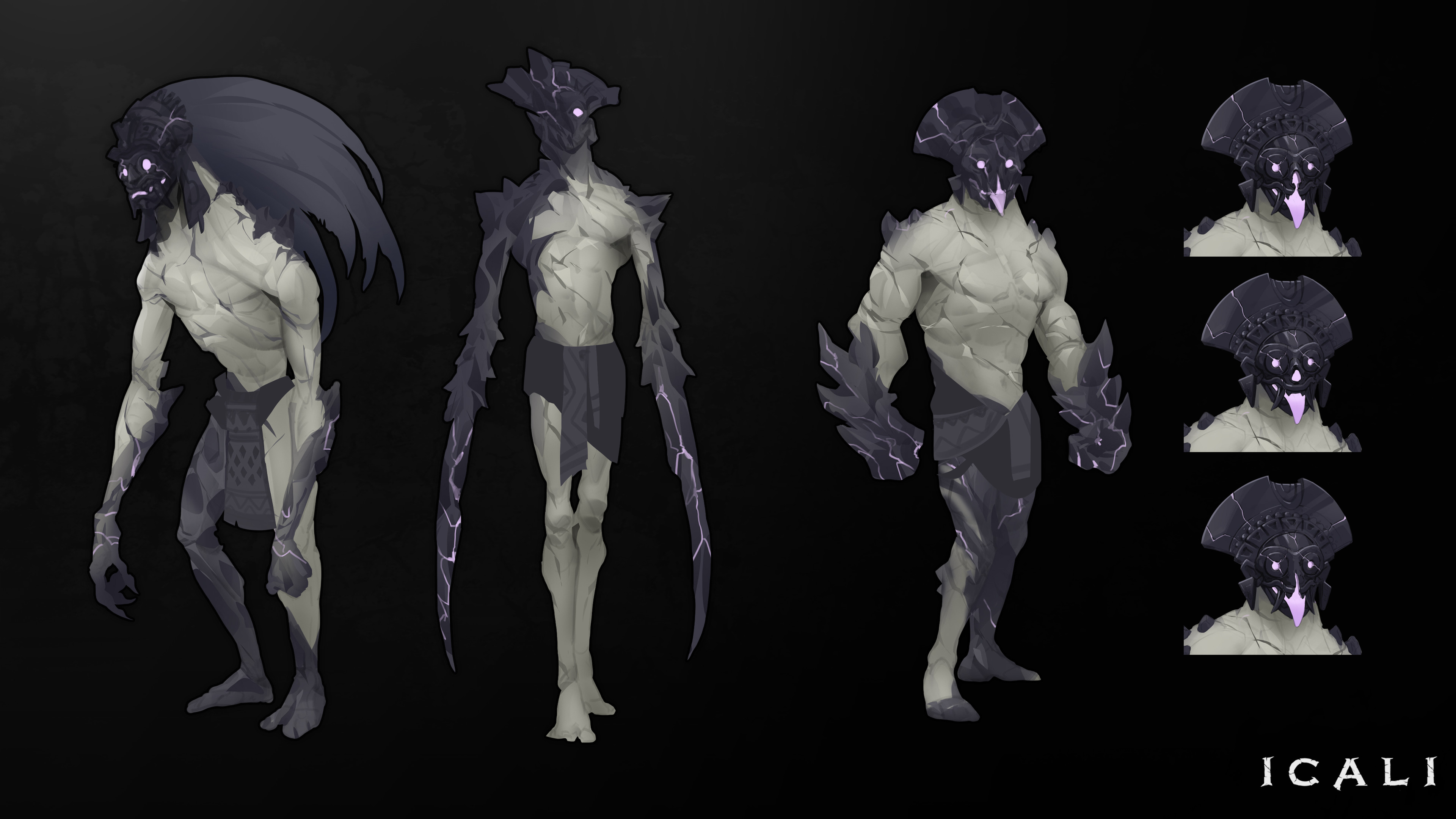 Early lineup of the scrapper creature along with facial variations for a scrapped version