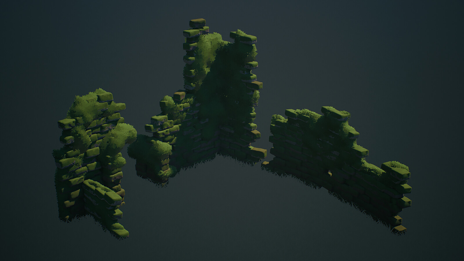 Some tileset example achieved with the geo node setup in blender