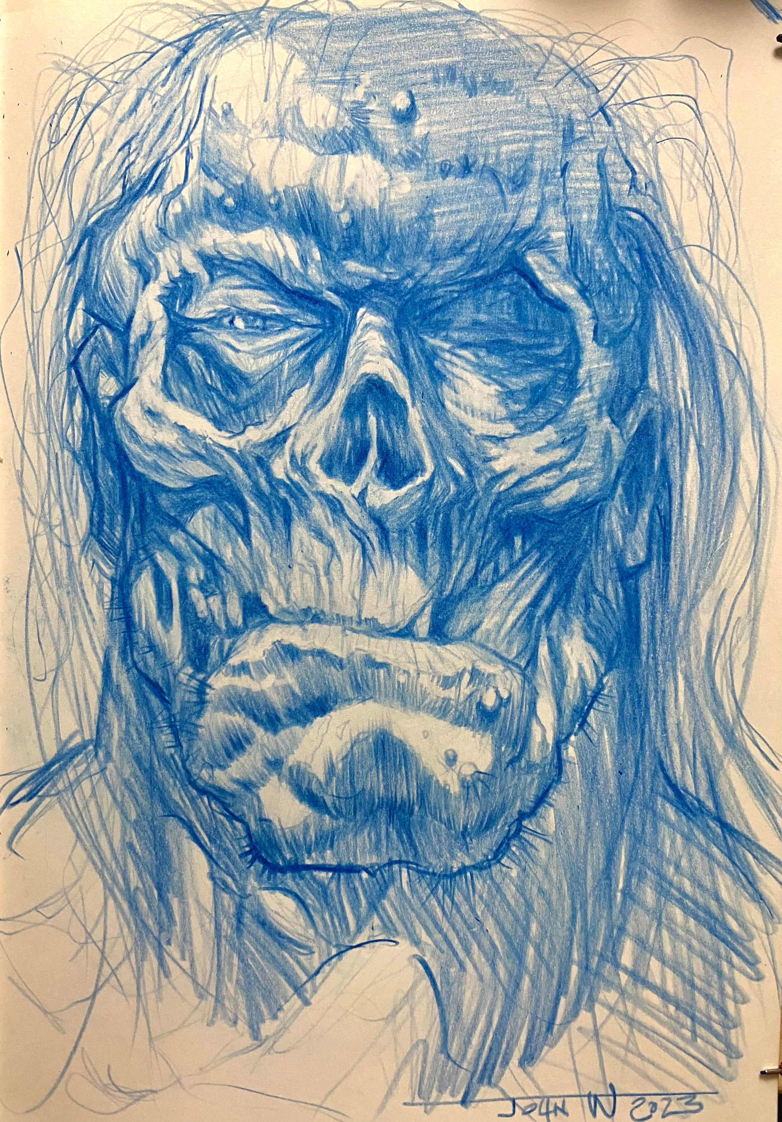 Blue pencil sketch