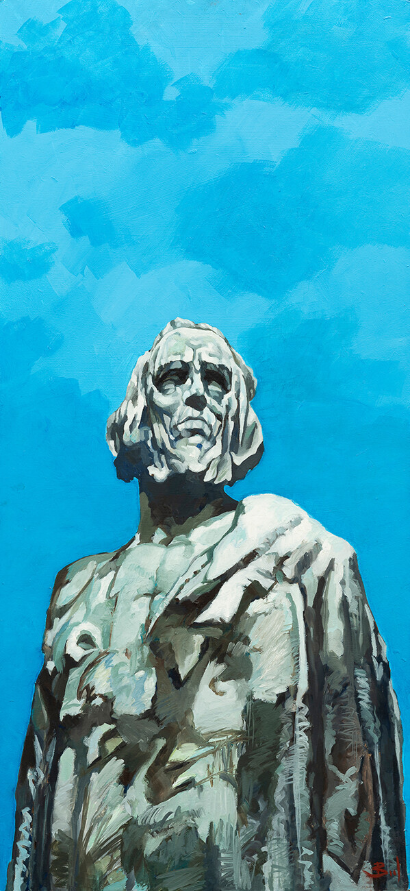 "Jan Hus". 85x39cm. Oil on board.