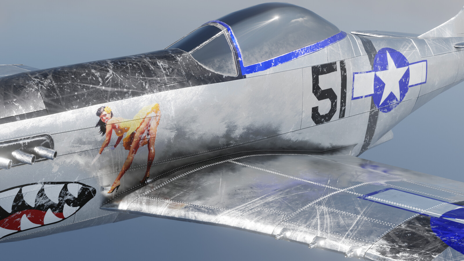 Some shots of the plane without damage, rust, and moss