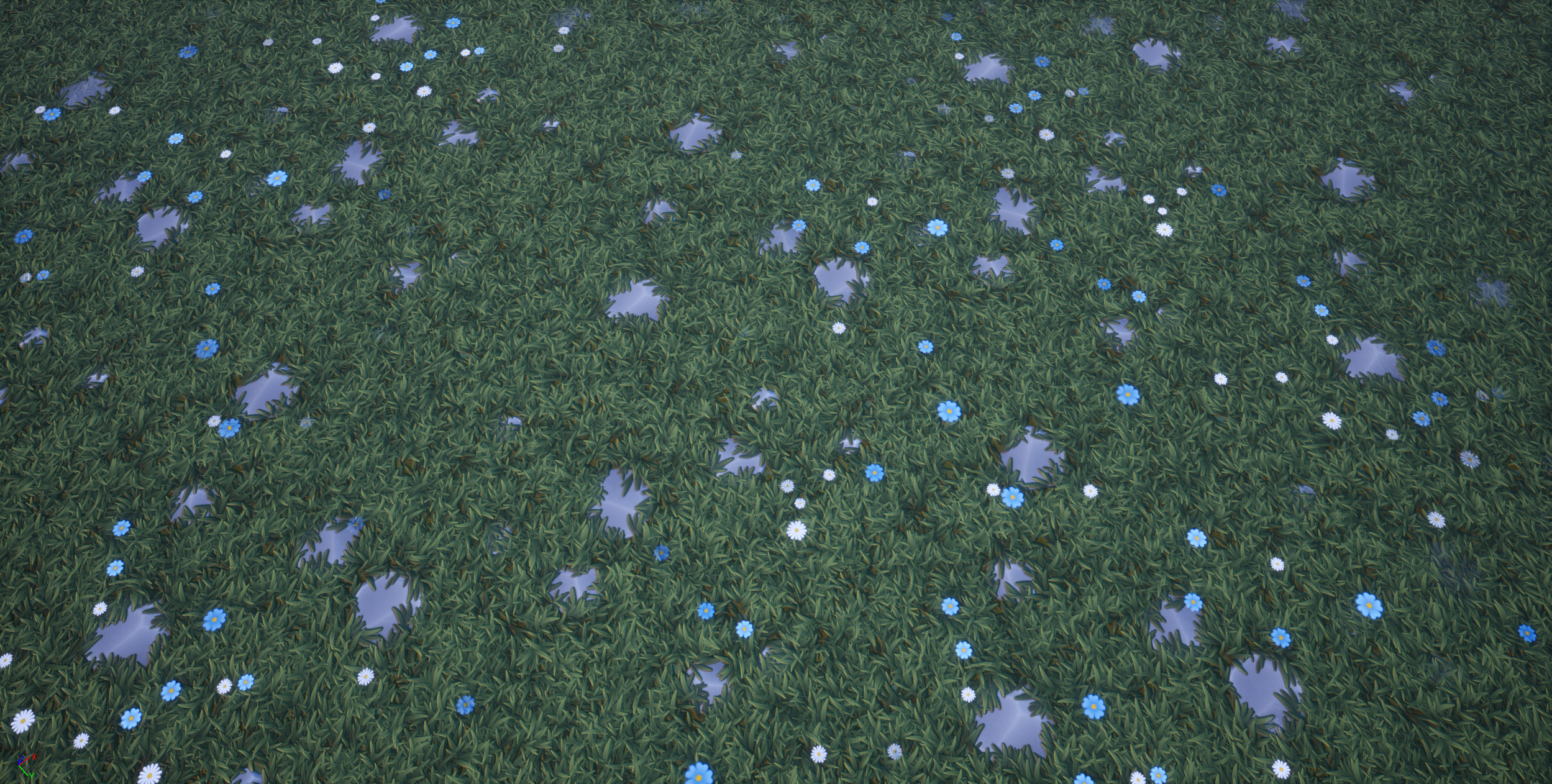 UE5 shot with a simple landscape material that blends between the different textures and some evening lighting. 
