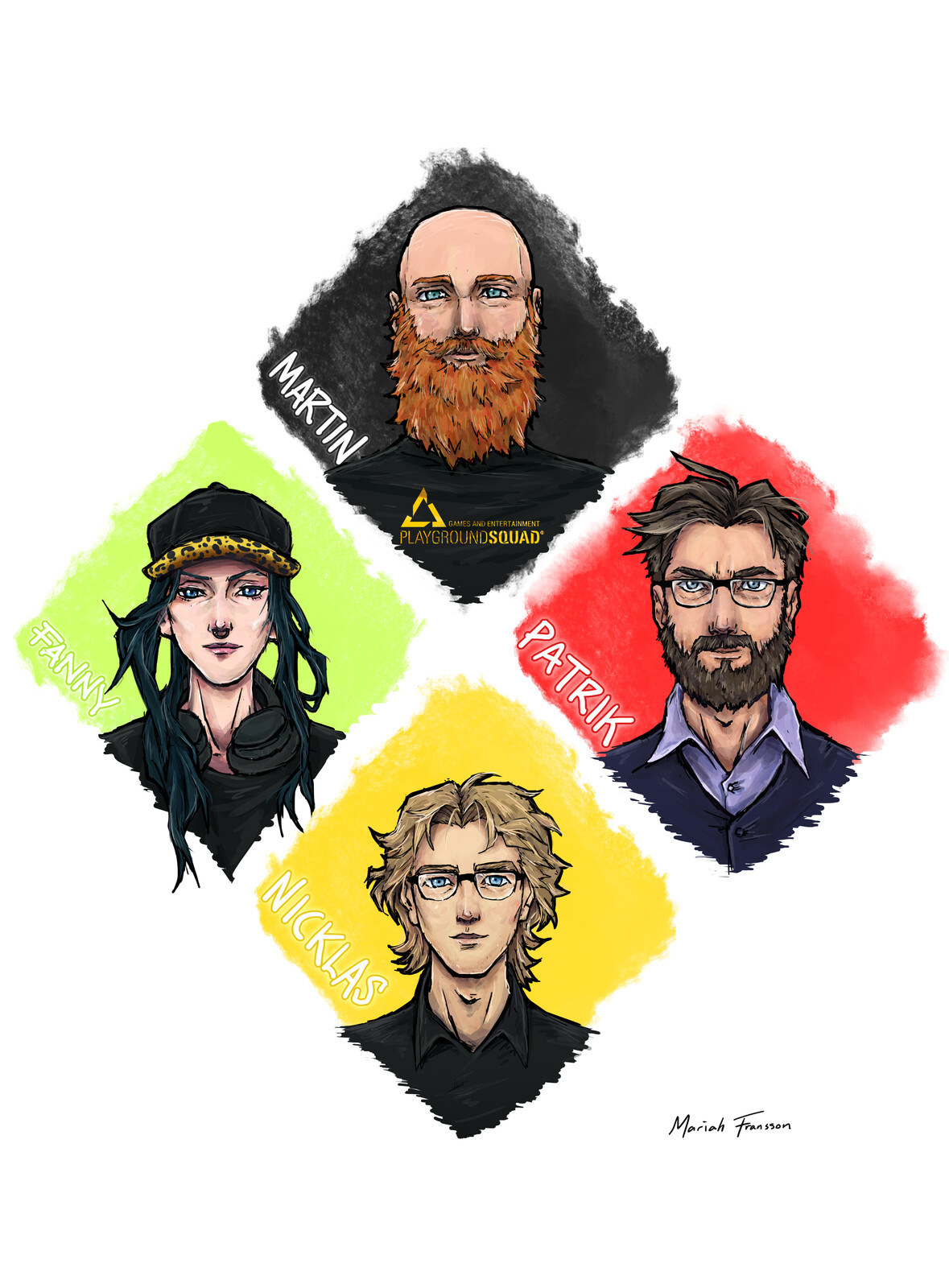 I drew my teachers at PlaygroundSquad and their favorite colors! &lt;3